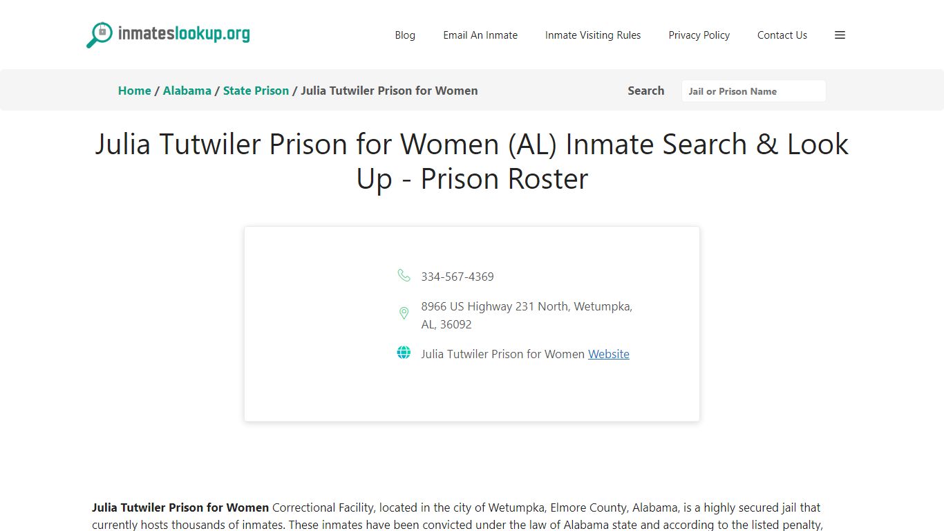 Julia Tutwiler Prison for Women (AL) Inmate Search & Look Up - Prison ...